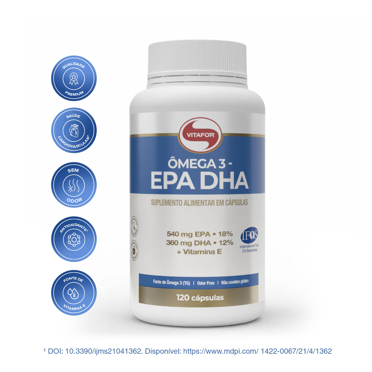 Ômega 3 EPA DHA 540mg + 360mg 120 Cápsulas Moles